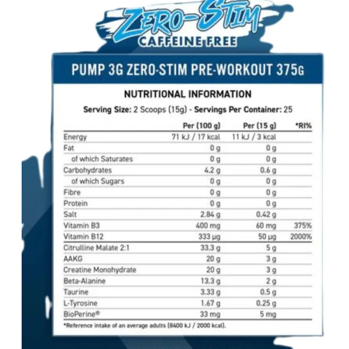 Applied Nutrition Pump-3G ZERO, 375 Grams - 1